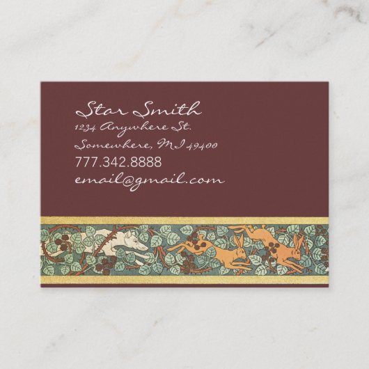 ヴィンテージ動物狩り犬とウサギプリント 名刺 (正面)