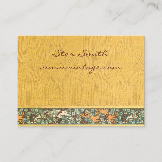 ヴィンテージ動物狩り犬とウサギ木目 名刺 (裏面)