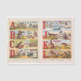 ヴィンテージ動物用アルファベ図解入りの、写真付きのット 薄葉紙