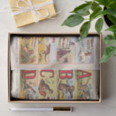 ヴィンテージ動物用アルファベ図解入りの、写真付きのット 薄葉紙 (ギフト)