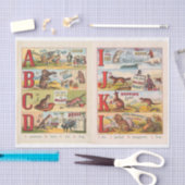 ヴィンテージ動物用アルファベ図解入りの、写真付きのット 薄葉紙 (クラフト)