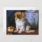 ヴィンテージ動物，おもちゃピーゲス子犬 ポストカード (正面/裏面)