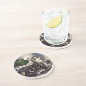 ヴィンテージ動物,かわいいタビーキャットスナッドバタフライ コースター (側面)