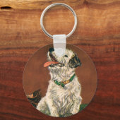 ヴィンテージ動物、かわいいテリア子犬チューインシューズ キーホルダー (正面)