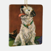 ヴィンテージ動物、かわいいテリア子犬チューインシューズ セラミックオーナメント (右)