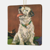 ヴィンテージ動物、かわいいテリア子犬チューインシューズ セラミックオーナメント (左)