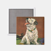 ヴィンテージ動物、かわいいテリア子犬チューインシューズ マグネット (正面/裏面)