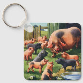 ヴィンテージ動物、かわいいベビー豚 キーホルダー (正面)