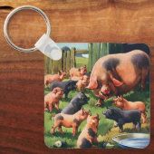 ヴィンテージ動物、かわいいベビー豚 キーホルダー (正面)