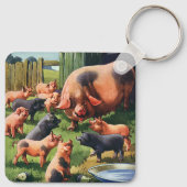 ヴィンテージ動物、かわいいベビー豚 キーホルダー (裏面)