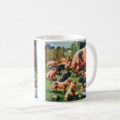 ヴィンテージ動物、かわいいベビー豚 コーヒーマグカップ (正面右)