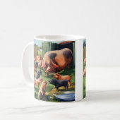 ヴィンテージ動物、かわいいベビー豚 コーヒーマグカップ (正面左)