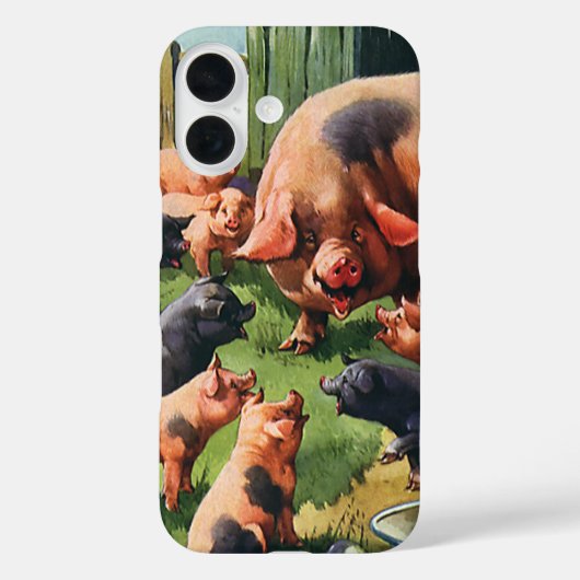 ヴィンテージ動物、かわいいベビー豚 Case-Mate iPhoneケース (裏面)