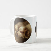 ヴィンテージ動物、かわいいペットスパニエル子犬たち コーヒーマグカップ (正面左)