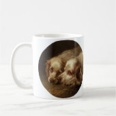 ヴィンテージ動物、かわいいペットスパニエル子犬たち コーヒーマグカップ (左)