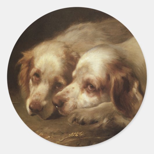 ヴィンテージ動物，かわいいペットスパニエル犬子犬 ラウンドシール (正面)