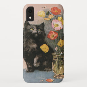 ヴィンテージ動物、かわいくビクトリアンな子ネコおよび花 iPhone XRケース