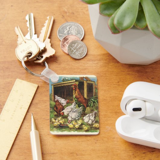 ヴィンテージ動物，オンドリ，鶏，鶏 キーホルダー (デスク)
