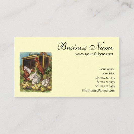 ヴィンテージ動物，オンドリ，鶏，鶏 名刺 (正面)