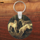 ヴィンテージ動物、グレイハウンド狩り犬の森 キーホルダー (正面)
