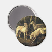 ヴィンテージ動物、グレイハウンド狩り犬の森 マグネット (正面/裏面)