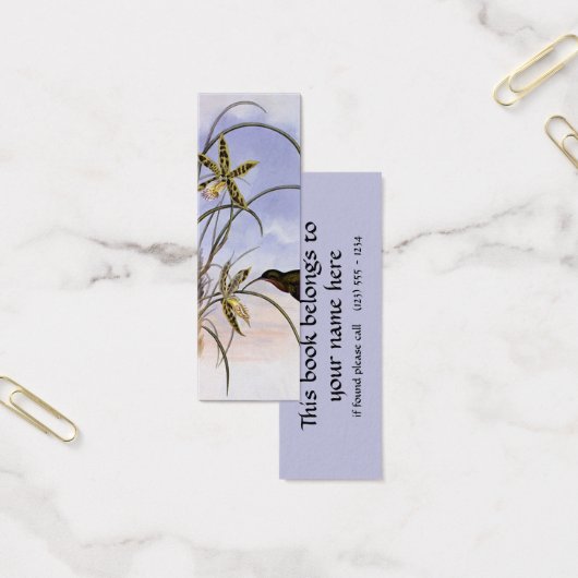 ヴィンテージ動物，ハミングバードバードオーキッド花 (オフィス)