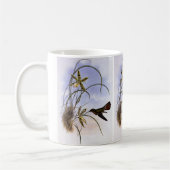 ヴィンテージ動物，ハミングバードバードオーキッド花 コーヒーマグカップ (左)