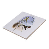 ヴィンテージ動物，ハミングバードバードオーキッド花 タイル (側面)