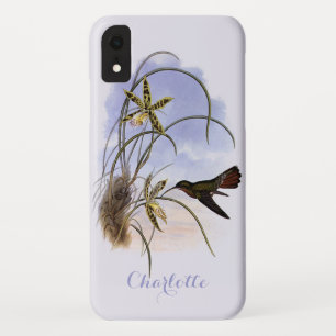 ヴィンテージ動物,ハミングバードバードオーキッド花 iPhone XRケース