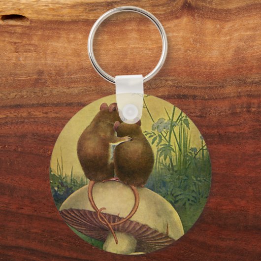 ヴィンテージ動物，愛とロマンスフィールドネズミ キーホルダー (正面)