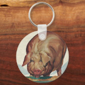 ヴィンテージ動物,豚の食べの谷底 キーホルダー (正面)