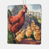 ヴィンテージ動物、鶏とベビーチックス農場 セラミックオーナメント (左)