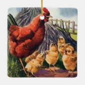 ヴィンテージ動物、鶏とベビーチックス農場 セラミックオーナメント (裏面)