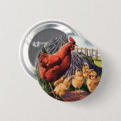 ヴィンテージ動物、鶏とベビーチックス農場 缶バッジ (正面&裏面)