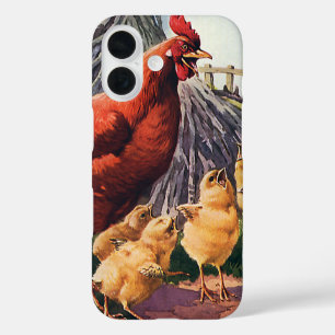 ヴィンテージ動物、鶏とベビーチックス農場 iPhone 16ケース