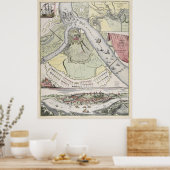 ヴィンテージ包囲攻撃セルビア地図(1717) ポスター (キッチン)