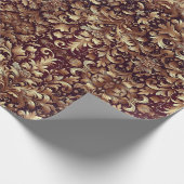 ヴィンテージ包装紙マルーン及び金ゴールド ラッピングペーパー (角)