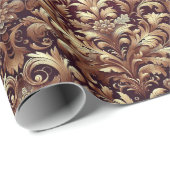 ヴィンテージ包装紙マルーン及び金ゴールド ラッピングペーパー (ロールコーナー)