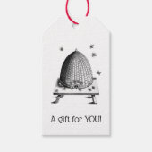 ヴィンテージ化されたミツバチとミツバチの巣#2 ギフトタグ (正面)