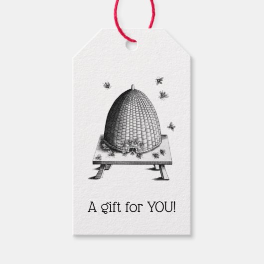 ヴィンテージ化されたミツバチとミツバチの巣#2 ギフトタグ (正面)