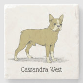 ヴィンテージ化フランスのブルドッグC ストーンコースター (正面)