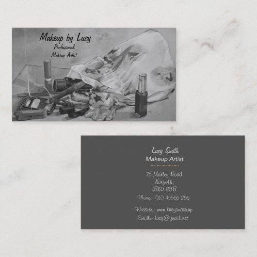 ヴィンテージ化粧バッグの写真 名刺 (正面/裏面)