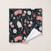 ヴィンテージ化粧品美しいメイクアップブラック バスタオルセット (ウォッシュタオル)