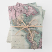 ヴィンテージ北と南アメリカの地図1806 Wrappi ラッピングペーパーシート (インサイチュ)