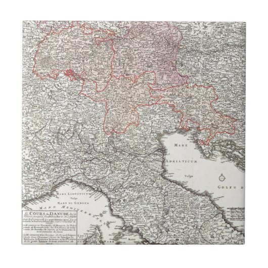 ヴィンテージ北イタリアの地図(1720年) タイル (正面)