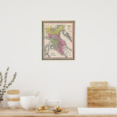 ヴィンテージ北イタリアの地図, 1853 ポスター (キッチン)