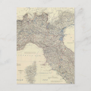 ヴィンテージ北イタリアの地図(1861年) ポストカード