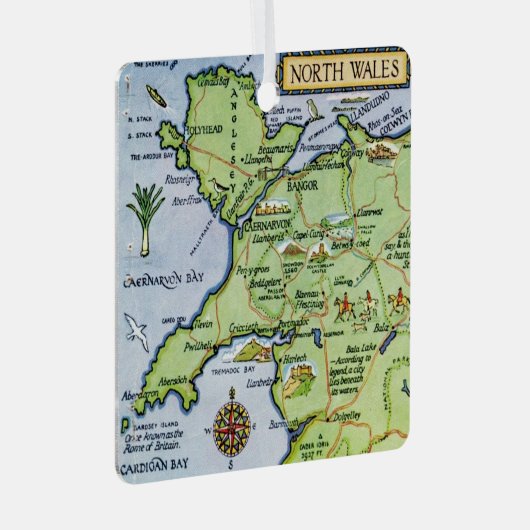 ヴィンテージ北ウェールズの地図 メタルオーナメント (正面右)