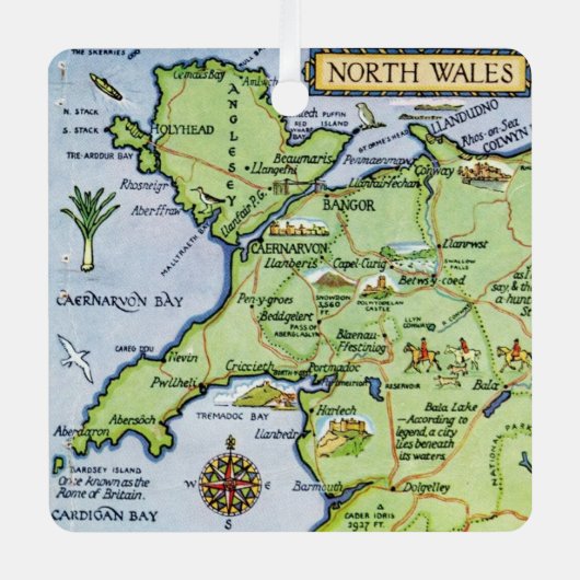 ヴィンテージ北ウェールズの地図 メタルオーナメント (正面)