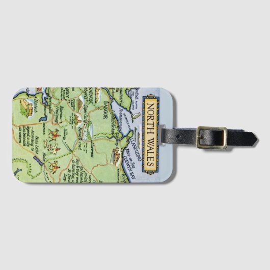 ヴィンテージ北ウェールズの地図 ラゲッジタグ (正面横)